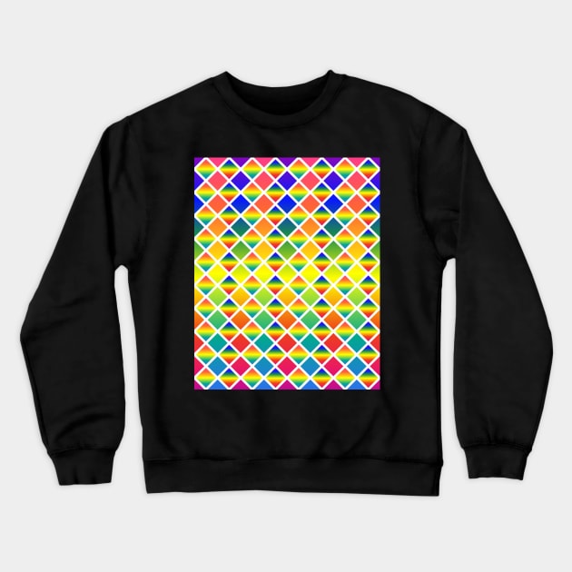 Dark and Light Rainbows (Diamond Checkered) Crewneck Sweatshirt by Aqua Juan